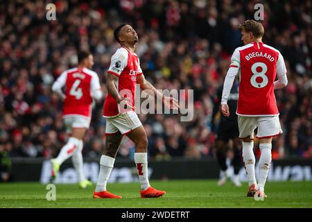 LONDON, Großbritannien - 20. Januar 2024: Gabriel Jesus von Arsenal reagiert während des Premier League-Spiels zwischen Arsenal FC und Crystal Palace FC im Emirates Stadium (Credit: Craig Mercer/Alamy Live News) Stockfoto