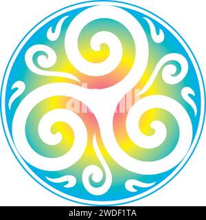 Keltisches Symbol Keltischer Knoten Triskelion Kreis Dreiheit Heilige Geometrie Energie - Regenbogenfarben Stock Vektor