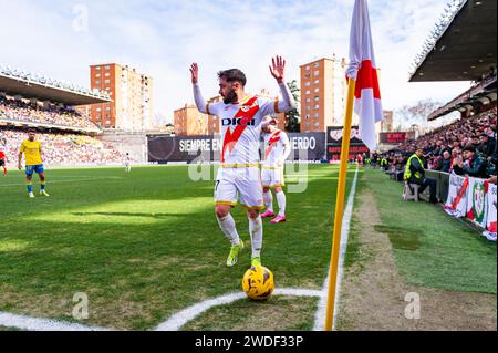 Madrid, Madrid, Spanien. Januar 2024. Unai Lopez aus Rayo Vallecano wurde während des Fußballspiels La Liga EA Sports 2023/24 zwischen Rayo Vallecano und Las Palmas im Estadio Vallecas in Madrid gesehen. (Kreditbild: © Alberto Gardin/ZUMA Press Wire) NUR REDAKTIONELLE VERWENDUNG! Nicht für kommerzielle ZWECKE! Stockfoto