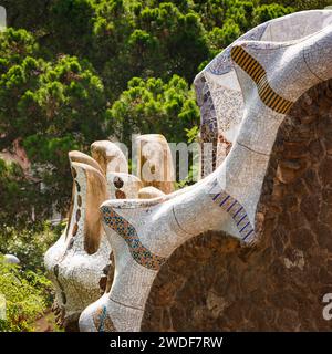 Dach des Gaudi-Hauses in Park Güell, Barcelona Stockfoto