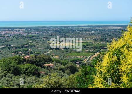 Malerische Sehenswürdigkeit im Dorf Castagneto Carducci in der Provinz Livorno, Toskana, Italien. Stockfoto