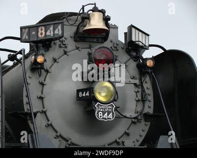 Union Pacific 844 Dampflok in Van Buren, Arkansas Stockfoto