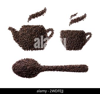 Teegranulatfigur auf weißem Hintergrund Stockfoto