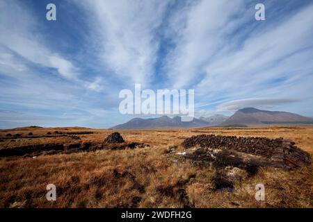 Rasenschnitt in Connemara, Irland. Stockfoto