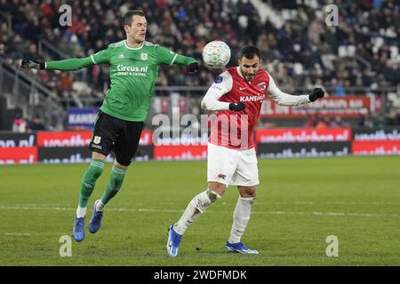 Alkmaar, Niederlande. Januar 2024. ALKMAAR, 20-01-2024, AFAS-Stadion, Saison 2023/2024, niederländischer Eredivisie Football zwischen AZ und PEC Zwolle, AZ-Spieler Vangelis Pavlidis Credit: Pro Shots/Alamy Live News Stockfoto