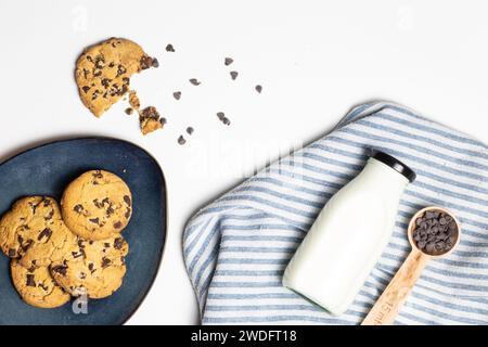 Frühstück Essen Fotografie ästhetische Komposition auf schwarz-weißem Hintergrund Stockfoto