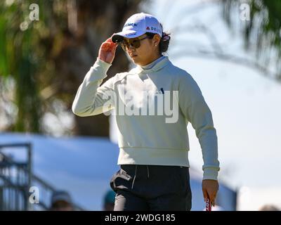 Orlando, FL, USA. Januar 2024. Rose Zhang auf dem neunten Grün während der dritten Runde des Hilton Grand Vacations Tournament of Champions im Lake Nona Golf & Country Club in Orlando, FL. Romeo T Guzman/CSM/Alamy Live News Stockfoto