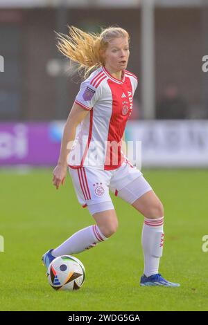 Amsterdam, Niederlande. Januar 2024. AMSTERDAM, NIEDERLANDE - 20. JANUAR: Nadine Noordam vom AFC Ajax während des Azerion Vrouwen Eredivisie Spiels zwischen Ajax und Excelsior im Sportpark de toekomst am 20. Januar 2024 in Amsterdam. (Foto von Jan Mulder/Orange Pictures) Credit: Orange Pics BV/Alamy Live News Stockfoto