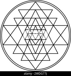 Sri-yantra-Vektor isoliert auf weißem Hintergrund. Konzept des Symbols für die heilige Geometrie. Stock Vektor