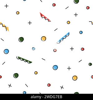 Abstraktes geometrisches nahtloses Muster. Abstrakter Pop-Art-Hintergrund. Geometrisches Vektor-Design im trendigen Memphis- oder Kubismus-Stil der 80er-90er Jahre. Vektorillu Stock Vektor