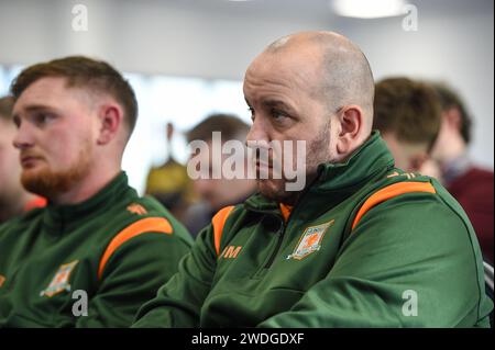 Wakefield, England - 19. Januar 2024 - Hunslet Head Coach Dean Muir. Rugby League Championship, League One & 1895 Cup. Staffel Launch und Media Day im DIY Kitchens Stadium, Wakefield, UK Dean Williams Stockfoto