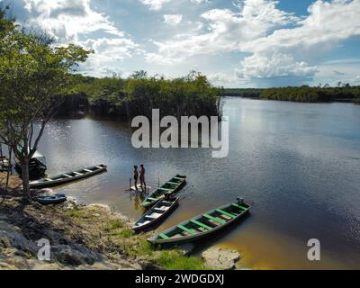 Der Rio fließt im dichten Amazonaswald in Brasilien Stockfoto