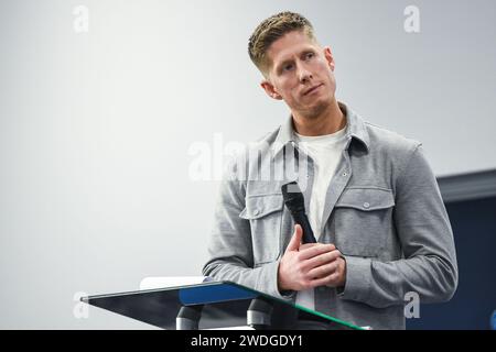 Wakefield, England - 19. Januar 2024 - Ross Fiddes. Rugby League Championship, League One & 1895 Cup. Staffel Launch und Media Day im DIY Kitchens Stadium, Wakefield, UK Dean Williams Stockfoto