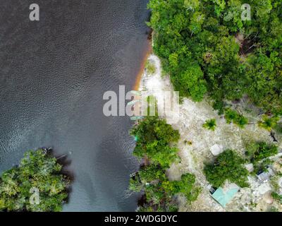 Der Rio fließt im dichten Amazonaswald in Brasilien Stockfoto