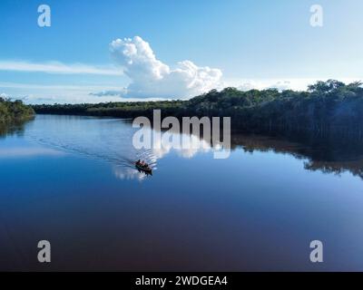 Der Rio fließt im dichten Amazonaswald in Brasilien Stockfoto