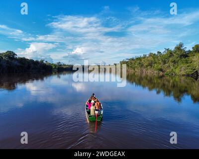 Der Rio fließt im dichten Amazonaswald in Brasilien Stockfoto