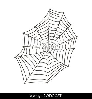 Symbol des Spinnennetzes für Halloween. Partyelement. Zeichnung für Karten, Einladungen, Design. Vektorabbildung in flacher Kontur. Konstruktionselement Stock Vektor