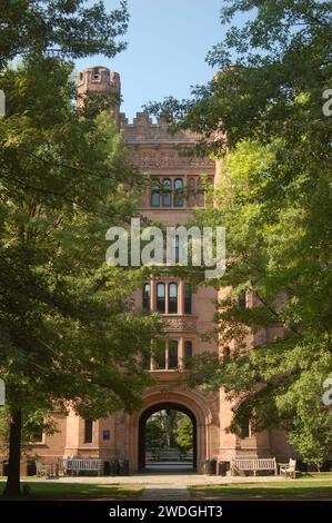 Gotische Architektur ist auf dem alten Campus der Yale University in New Haven, Connecticut, reichlich vorhanden Stockfoto