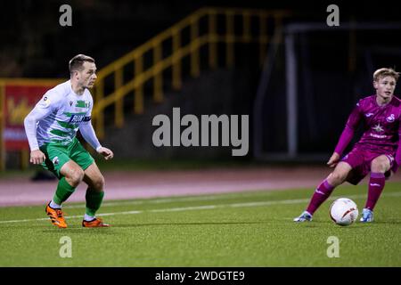 Barry, Großbritannien. Januar 2024. Chris Marriott von TNS in Aktion. Die New Saints gegen Swansea City u21im Nathaniel MG Cup Finale im Jenner Park am 20. Januar 2024. Quelle: Lewis Mitchell/Alamy Live News Stockfoto