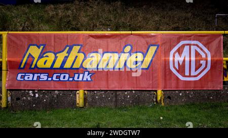 Barry, Großbritannien. Januar 2024. Nathaniel MG Branding. Die New Saints gegen Swansea City u21im Nathaniel MG Cup Finale im Jenner Park am 20. Januar 2024. Quelle: Lewis Mitchell/Alamy Live News Stockfoto