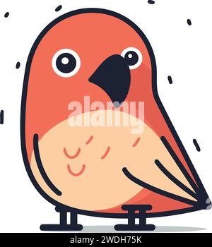 Süßer kleiner roter Vogel mit großem Schnabel. Vektorabbildung. Stock Vektor