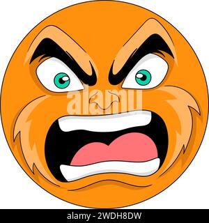 Orangefarbenes Comic-Logo mit schreiendem Gesichtsausdruck. Kreatives Bild Stock Vektor