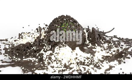 Schokoladenmilchwassermelone auf weißem Rücken 3D-Rendering Stockfoto