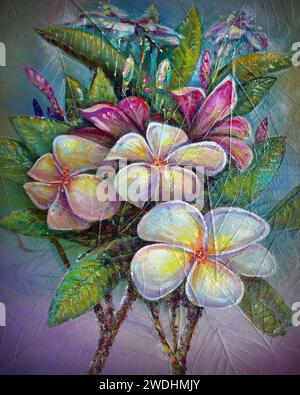 Kunstölgemälde Frangipani Blume abstrakte Farbe Stockfoto