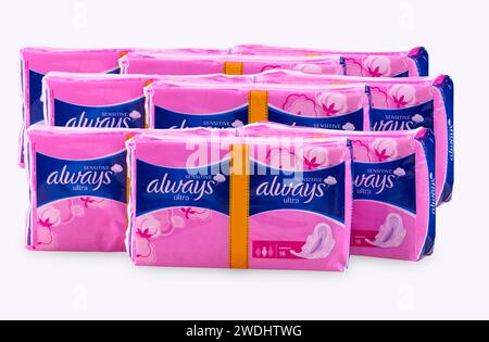 Chisinau, Republik Moldau - 16 Novender 2016: roten Paket immer Maxi pads. Stockfoto