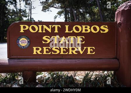 Point Lobos State Reserve Sign – Kalifornien, USA Stockfoto