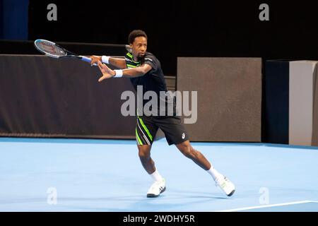 Gael Monfils aus Frankreich im Finale der Sofia Open 2021 ATP 250 Indoor-Tennisturniere auf Hartplätzen Stockfoto