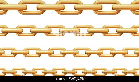 Abbildung eines realistischen Vektorsymbols. Nahtlose goldene Kette. Kleine und GID-Links. Stock Vektor