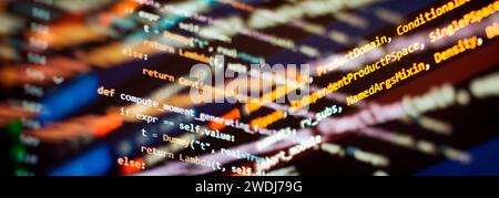 Python-Code-Computerbildschirm. Entwicklung mobiler Anwendungen Stockfoto