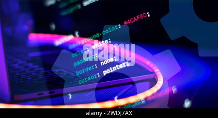 Analyse der Serverprotokolle. Nahaufnahme der Entwicklung von Programmier- und Codierungstechnologien. Stockfoto