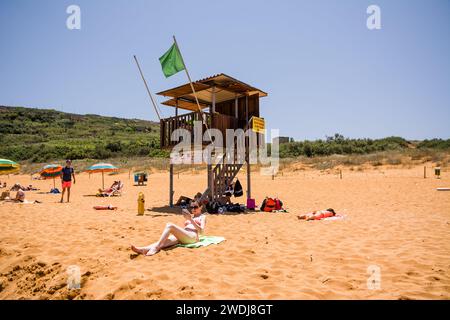 Gozo, Malta – 19. Juni 2023: Ramla-Wachturm in Gozo (Malta) Stockfoto