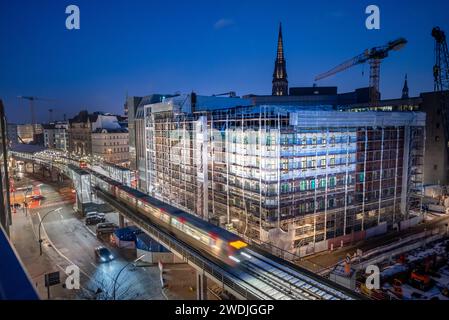 Hamburg, Deutschland, 20. Januar 2024 - Baustelle Flüggerhöfe von Signa. Insolvenz der Signa Holding Ende 2023. Stockfoto