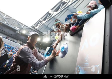 Melbourne Park, Melbourne, Victoria, Australien. Januar 2024. Australian Open Tennis Championship Day 8; Jannik Sinner (ITA) während des Spiels der vier Einzel-Runde gegen Karen Khachanov Credit: Action Plus Sports/Alamy Live News Stockfoto