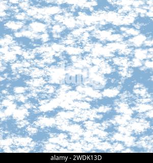 Nahtloser blauer Hintergrund. Weiße Wolken am blauen Himmel. Nahtloser Hintergrund. Nahtloses blaues Wolkenmuster Stockfoto