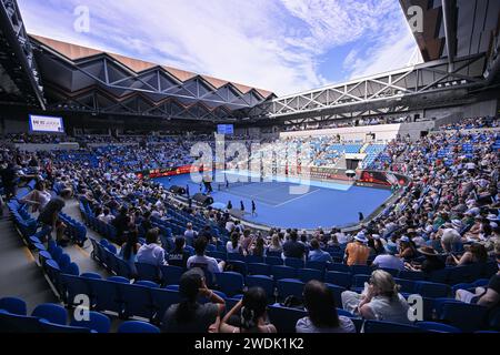 Allgemeine Ansicht Ambiente oder Ambiente-Illustration der Margaret Court Arena während des Australian Open AO 2024 Grand Slam Tennis Turniers am 20. Januar 2024 im Melbourne Park in Australien. Foto Victor Joly / DPPI Stockfoto