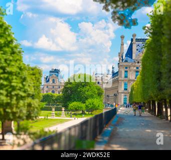 Jardin des Tuileries unter Wolken in Paris, Frankreich Stockfoto