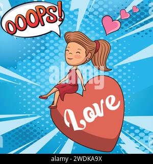 E-Mail Nachricht Valentinstag Pop Art Stil Vektorbild Stock Vektor