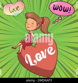 E-Mail Nachricht Valentinstag Pop Art Stil Vektorbild Stock Vektor