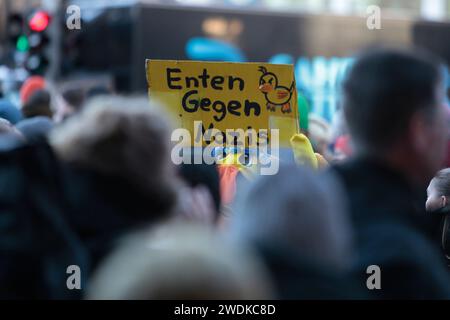 Hamburg, Deutschland - 01 19 2024, 'Hamburg steht auf!' ('Hamburg steht auf') - Demonstration gegen Rechtsextremismus und neonazistische Netzwerke Stockfoto