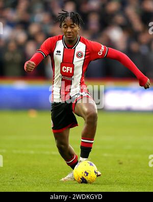 Andre Brooks von Sheffield United in der Premier League in der Bramall Lane in Sheffield. Bilddatum: Sonntag, 21. Januar 2024. Stockfoto