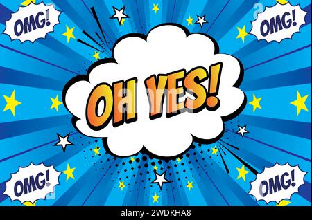 OH JA Text Pop Art Vektorbild Stock Vektor
