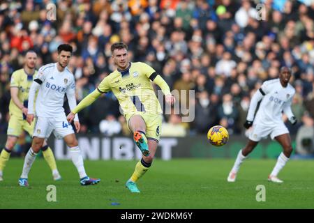 Leeds, Großbritannien. Januar 2024. Liam Lindsay von Preston North End während des Sky Bet Championship Matches in Elland Road, Leeds. Der Bildnachweis sollte lauten: Gary Oakley/Sportimage Credit: Sportimage Ltd/Alamy Live News Stockfoto