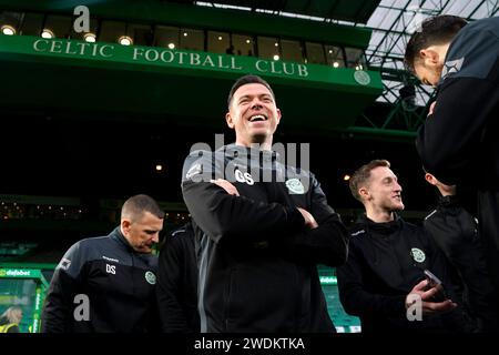 Buckie Thistle Manager Graeme Stewart vor dem Spiel der vierten Runde des Scottish Cup in Celtic Park, Glasgow, Schottland. Bilddatum: Sonntag, 21. Januar 2024. Stockfoto