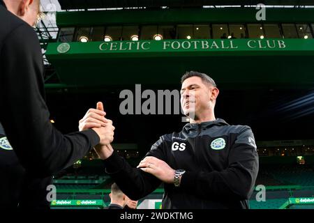 Buckie Thistle Manager Graeme Stewart vor dem Spiel der vierten Runde des Scottish Cup in Celtic Park, Glasgow, Schottland. Bilddatum: Sonntag, 21. Januar 2024. Stockfoto