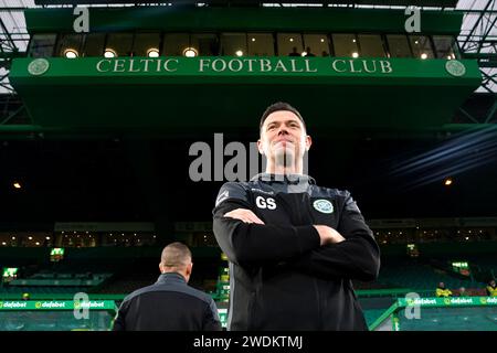 Buckie Thistle Manager Graeme Stewart vor dem Spiel der vierten Runde des Scottish Cup in Celtic Park, Glasgow, Schottland. Bilddatum: Sonntag, 21. Januar 2024. Stockfoto