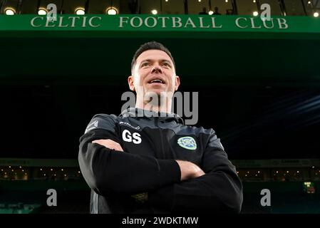 Buckie Thistle Manager Graeme Stewart vor dem Spiel der vierten Runde des Scottish Cup in Celtic Park, Glasgow, Schottland. Bilddatum: Sonntag, 21. Januar 2024. Stockfoto